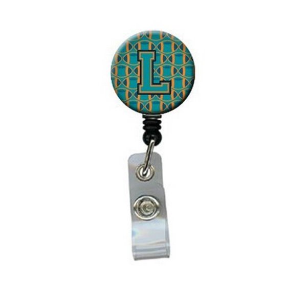 Teachers Aid Letter L Football AquaOrange & Marine Blue Retractable Badge Reel TE893054